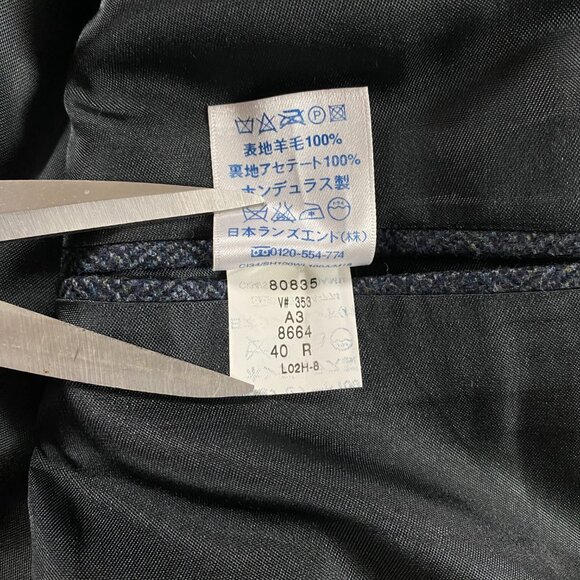 Lands' End Lambs Wool Herringbone Tweed Blazer Sport Coat Men's 40R Blue Gray - Picture 8 of 15